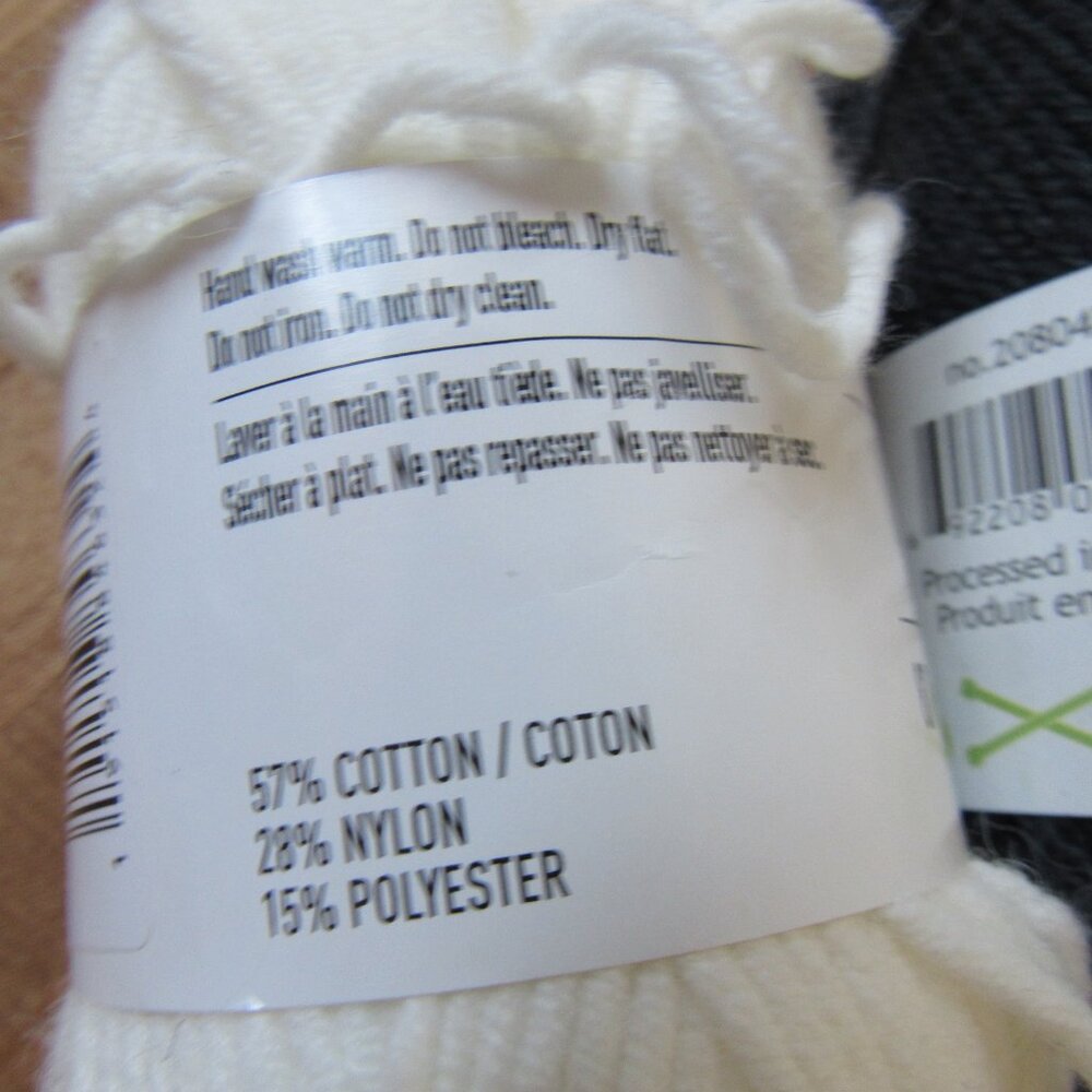 2 balls merino wool yarn, black & white & 1 ball white cotton blend yarn. - Picture 3 of 4